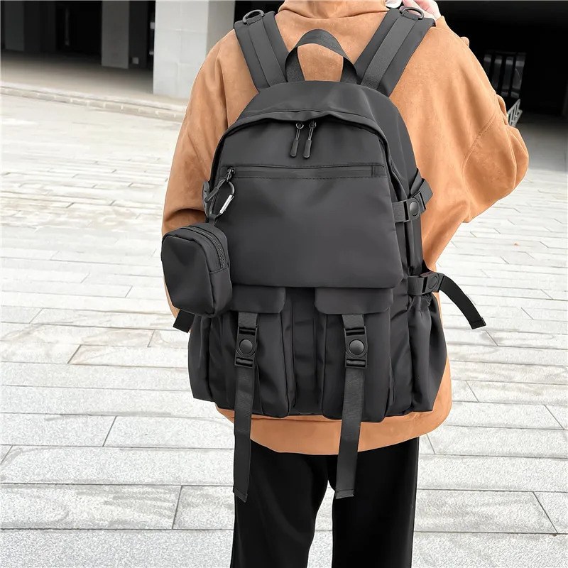 Large Capacity Black Backpack Mens Schoolbag Junior High School Student Oxford Backpack Sports Travel Male Female Bookbag 241225