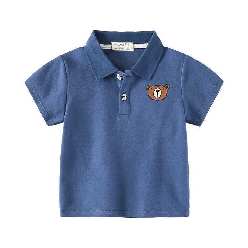 Summer Boys Short Sleeve Casual Breathable Cotton Printed T-shirt Kids Contrast Color Polo Shirt Top 3-8 Years 4 ColorsXJ241225