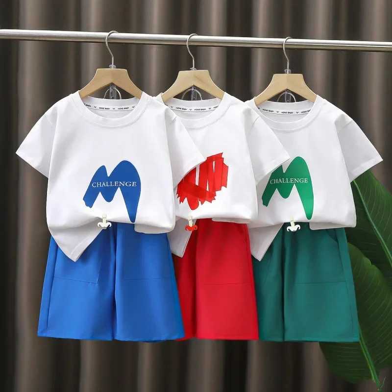 Clothing Sets Summer Toddler Girls Clothes Set Kid Boy Letter Printed T-shirts and Shorts 2pc Suit Children Breathable Top Bottom TracksuitsY241225UBM