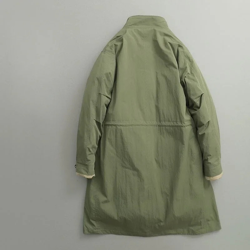 Winter Japanese Retro Stand Collar Long Cottonpadded Parkas Mens Causla Loose High Street Overcoat Windbreakers Male Clothes 241225
