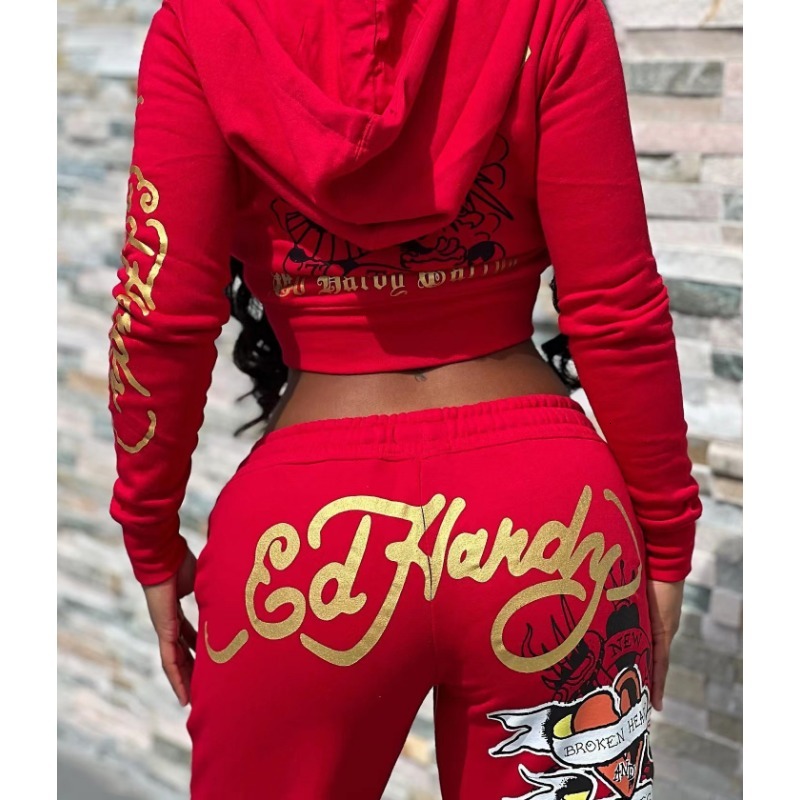 Women 2 Piece Zipper Fly Hooded Crop Jacket Casual Jogging Pants Matching Set Fall Winter Workout Tracksuits