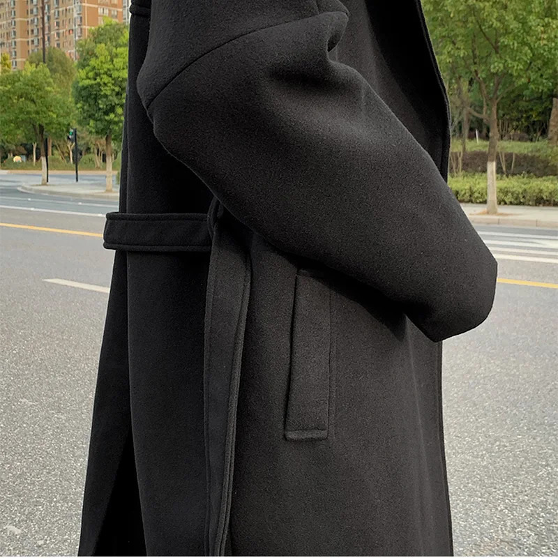 Wool Coats Men Solid Chic Trendy Loose Casual Harajuku Korean Style Streetwear Simple Classic Male ned Cool Allmatch Thick 241225