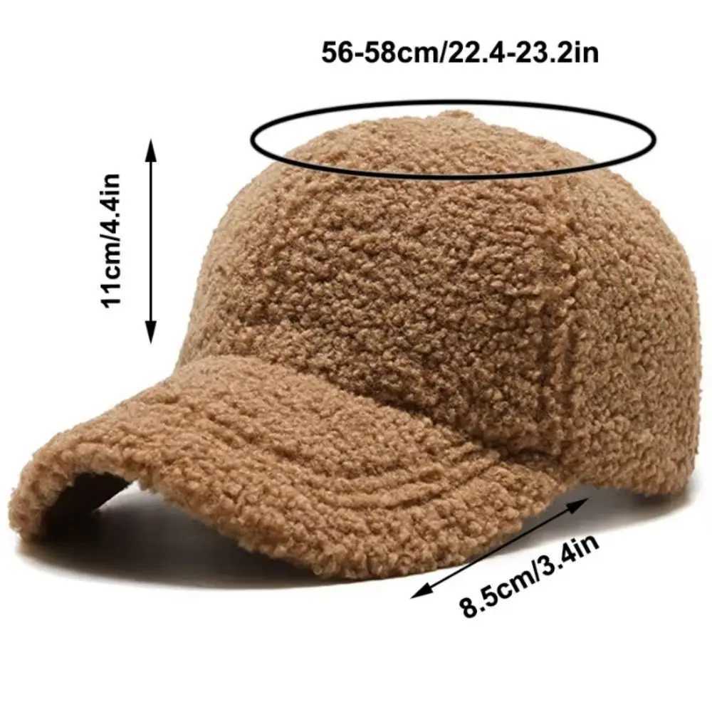 Casual matte cashmere baseball cap thick to keep warm plush snap button sunny Korean style winter leather cap sport W241225