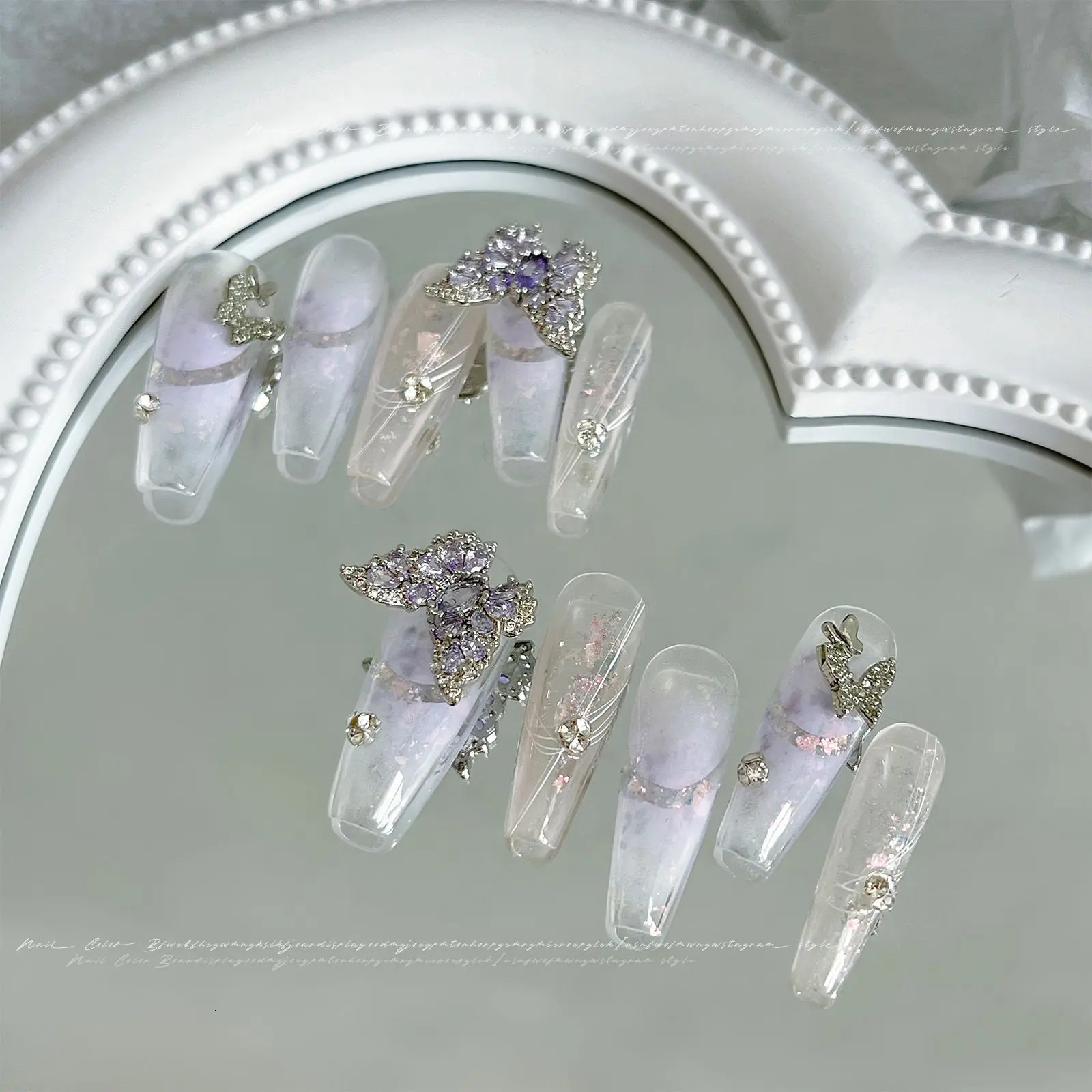 10pcs/lot Big Butterfly Nail Charms Jewelry Nail Parts Gems Stones Crystal Rhinestones Nail Art Decoration Accessories 241225
