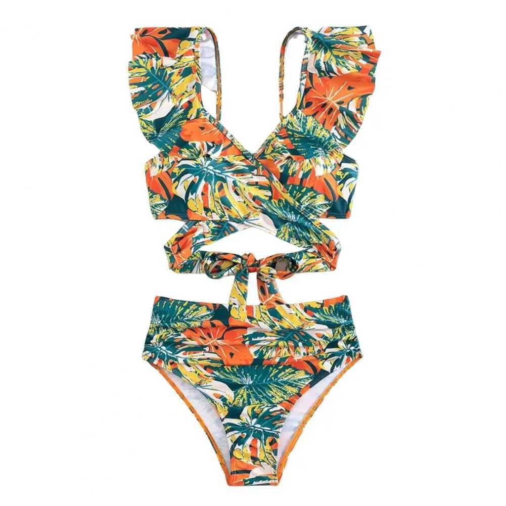 2024 New Womens Printed Summer Push up Swimsuit High Waist Bikini SwimsuitW241225