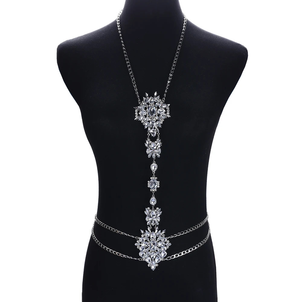 Fashion Clear Crystal Rhinestone Waist Chains Body Chain Necklace Women Jewelry Sexy Belly Chains Woman Waistband 241225