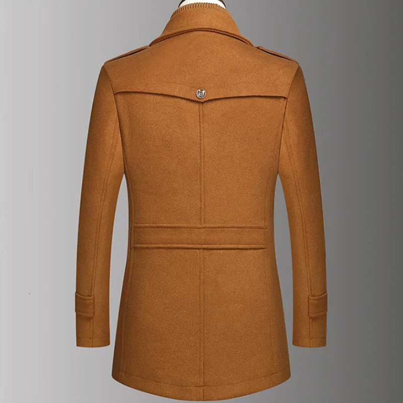 2024 Autumn Winter Double Collar Wool Coat Middleaged Mens Business Fashion Handsome with Solid Color Woolen M4XL 241225