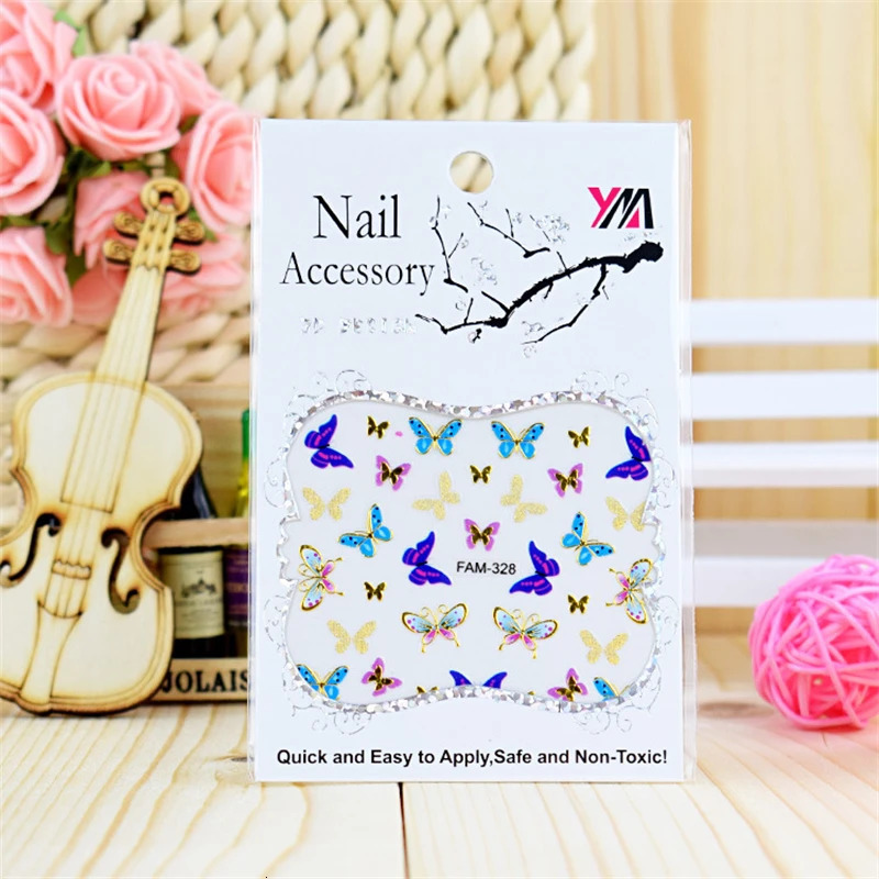 Korean Style Fashion Color Nail Decals 3D Nail Stickers Bronzing Butterfly Nail Stickers DIY Nail Stickers 241225