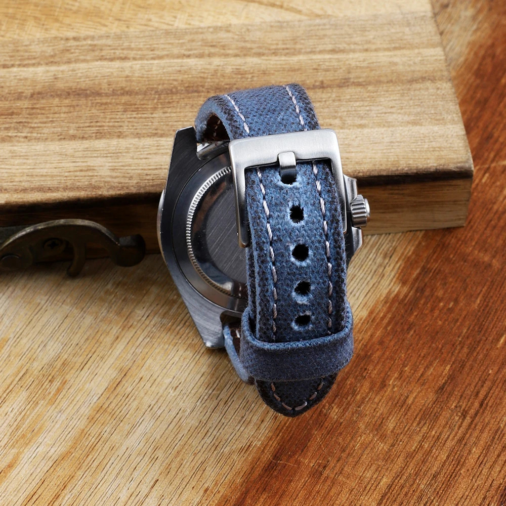 Handmade Canvas Watch Band 18 19 20 21 22 24mm Retro Watchband Men Watch Bracelet Strap Replacement Belt Gray Blue Brown Green 241225