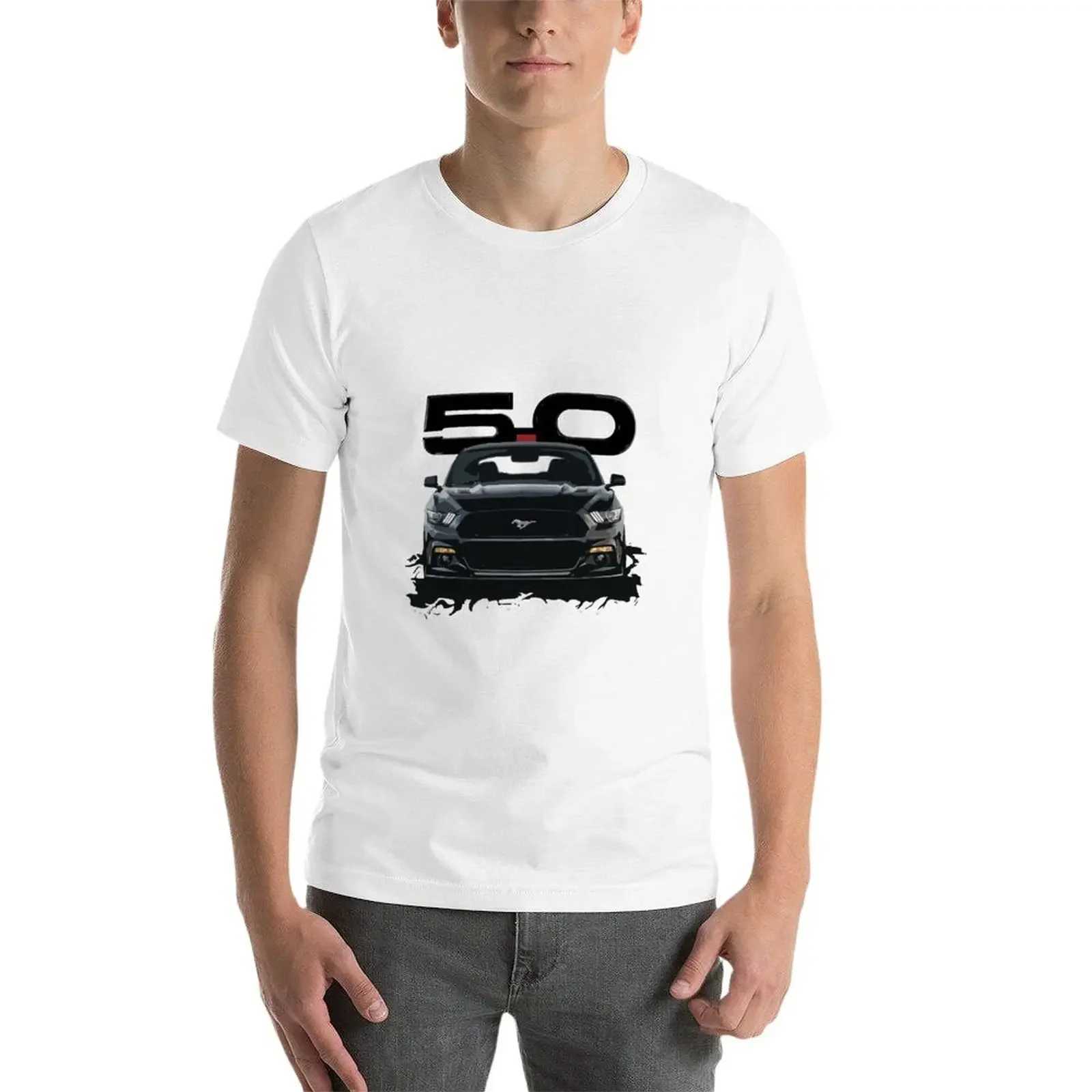 Black Mustang S550 Boys Hippie T-shirt Retro Solid Color Mens T-shirt W241225
