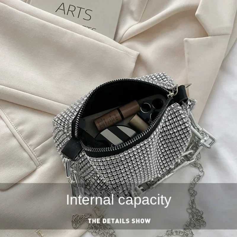 Bling Diamd Design Small Crossbody Messenger Bags for Women 2024 Summer Trend Luxury Fi Travel Shoulder Handbags PursesXJ241225