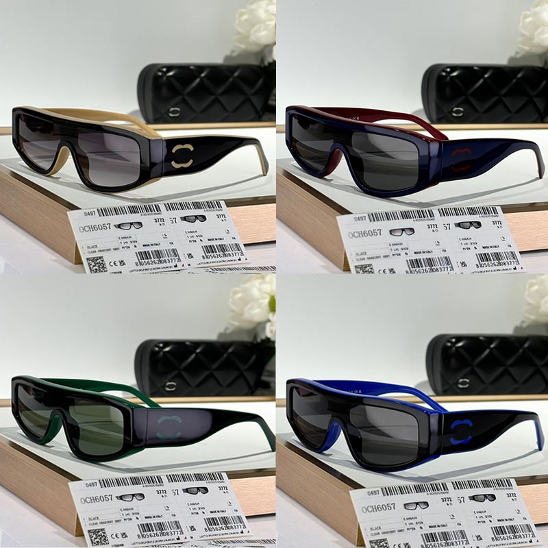 CH6057 Womens Shield Sunglasses 25SS Spring Designer Rectangular Sunglasses Acetate Nylon Frame UV400 Light Gray Lens Sexy Business Sunglasses for Women