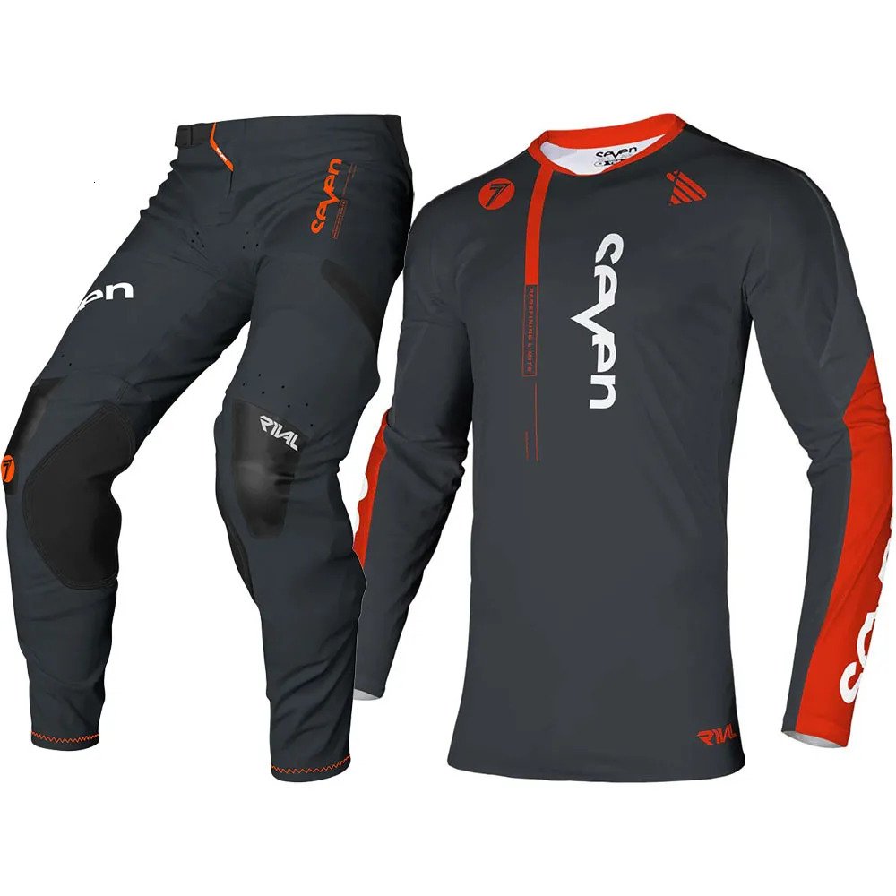 2023 Seven Gear Orange Rival Off Road Motocross Jersey Set Dirt Bike Suit MX Clothing Moto Combo