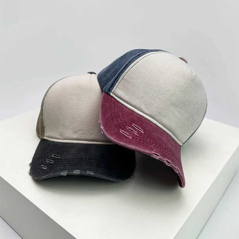 Retro colored solid baseball cap with breathable and broken style paradigm new unisex sun hat personalized pea hat fashionable and casual W241225