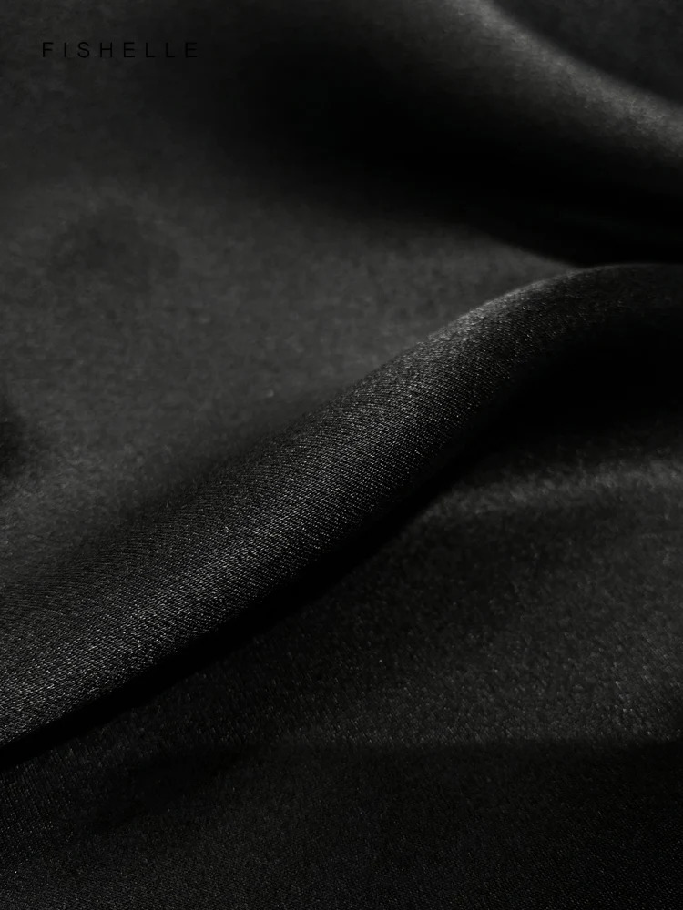 Solid color black pure silk scarf headscarf handkerchief lady scarves foulard small hijab wrap neck scarf women spring autumn 241225