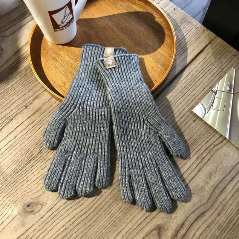 Fashion Touch Screen Knitted Gloves Women Winter Gloves Warm Riding Solid Fluffy Work Gloves Y2k Harajuku Kawaii Mittens 241225
