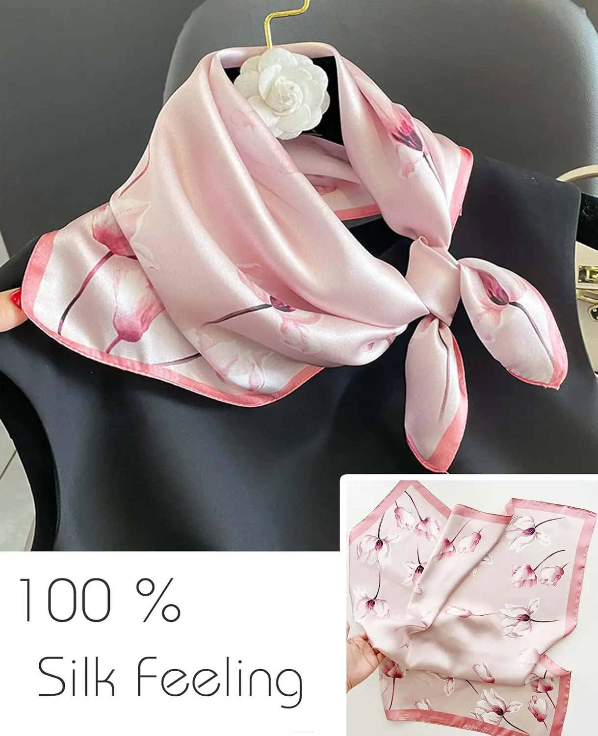 Mulberry Silk Feeling Head Scarf Womens Fashion Square Neck Satin Scarfs for Bag Hair Scarves Gift Hijab Scarf Women 241225