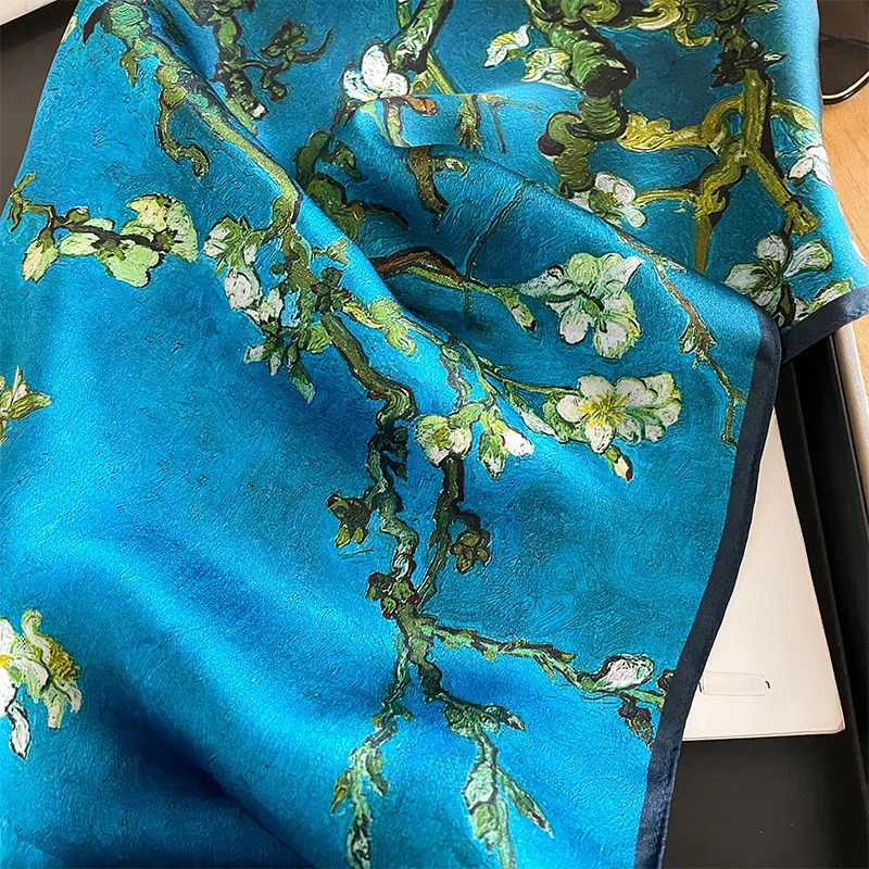 faux Silk Scarf Women Mulberry High Quality Headband Square Foulard Female Neckerchief Shawl Wraps Hijab Bandana Scarves 241225