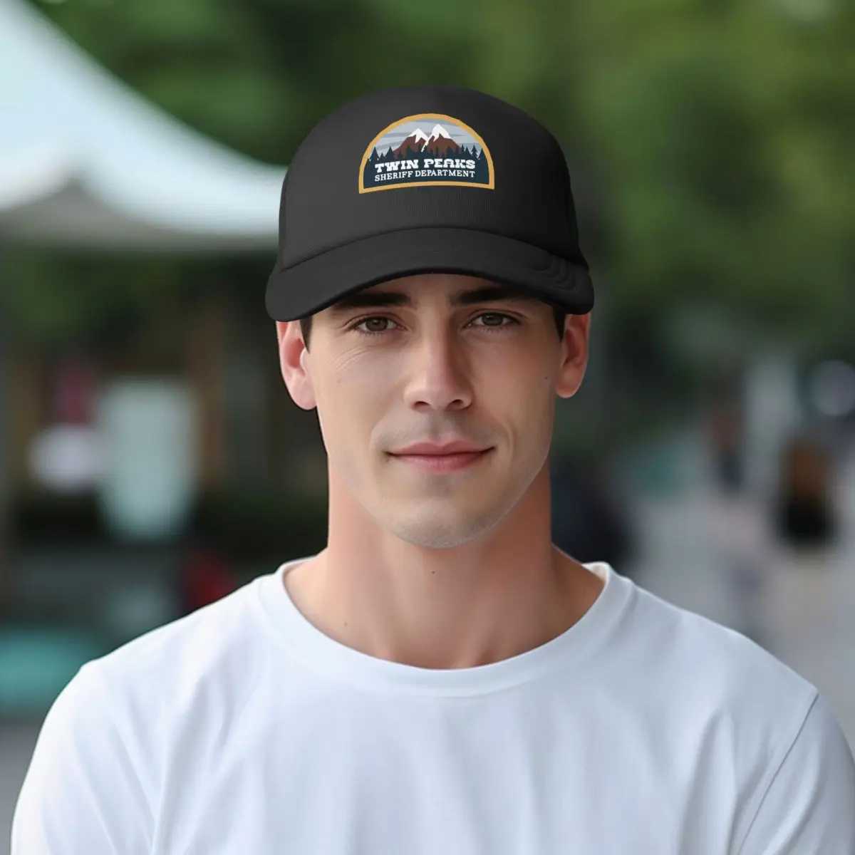 HillBilly CMK124 Twin Peaks Sheriffs Department Net Baseball Hat Neutral Sport Adjustable Snapshot Sun Hat Summer Truck Hat W241225