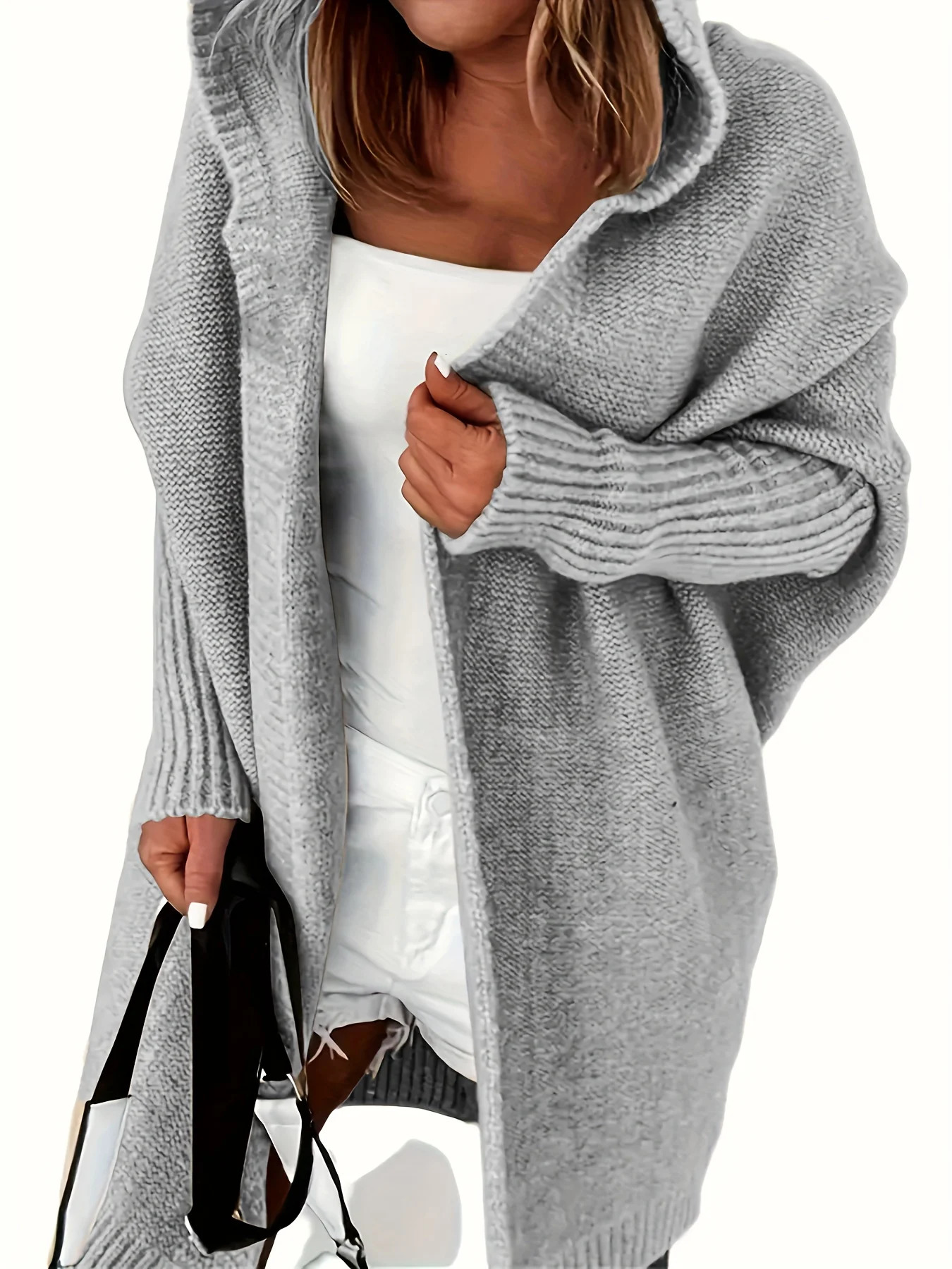 Plus size pure color warm cardigan 241225