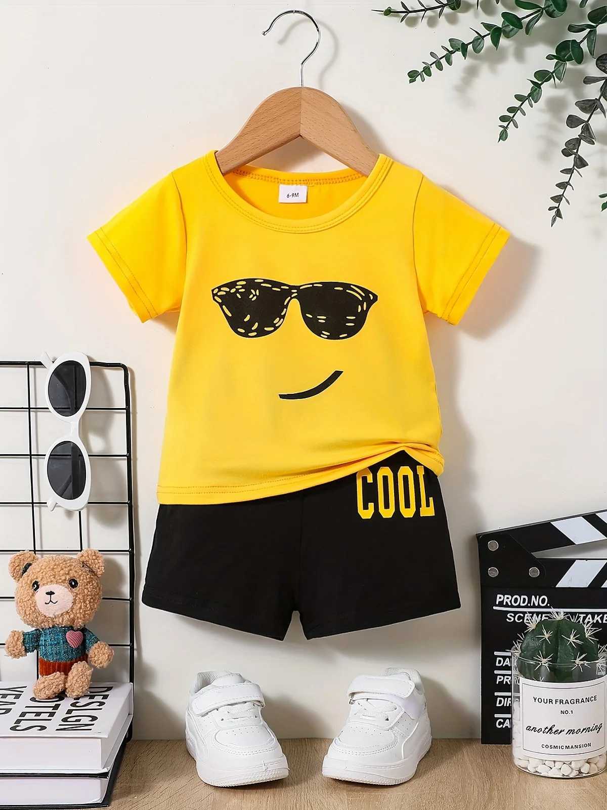 Clothing Sets Summer Baby Girl Clothes Set Children Boy Fashion Print Short Sleeve Tshirts and Short 2pc Suit Kid Top Buttom Outfits TracksuitY241225I
