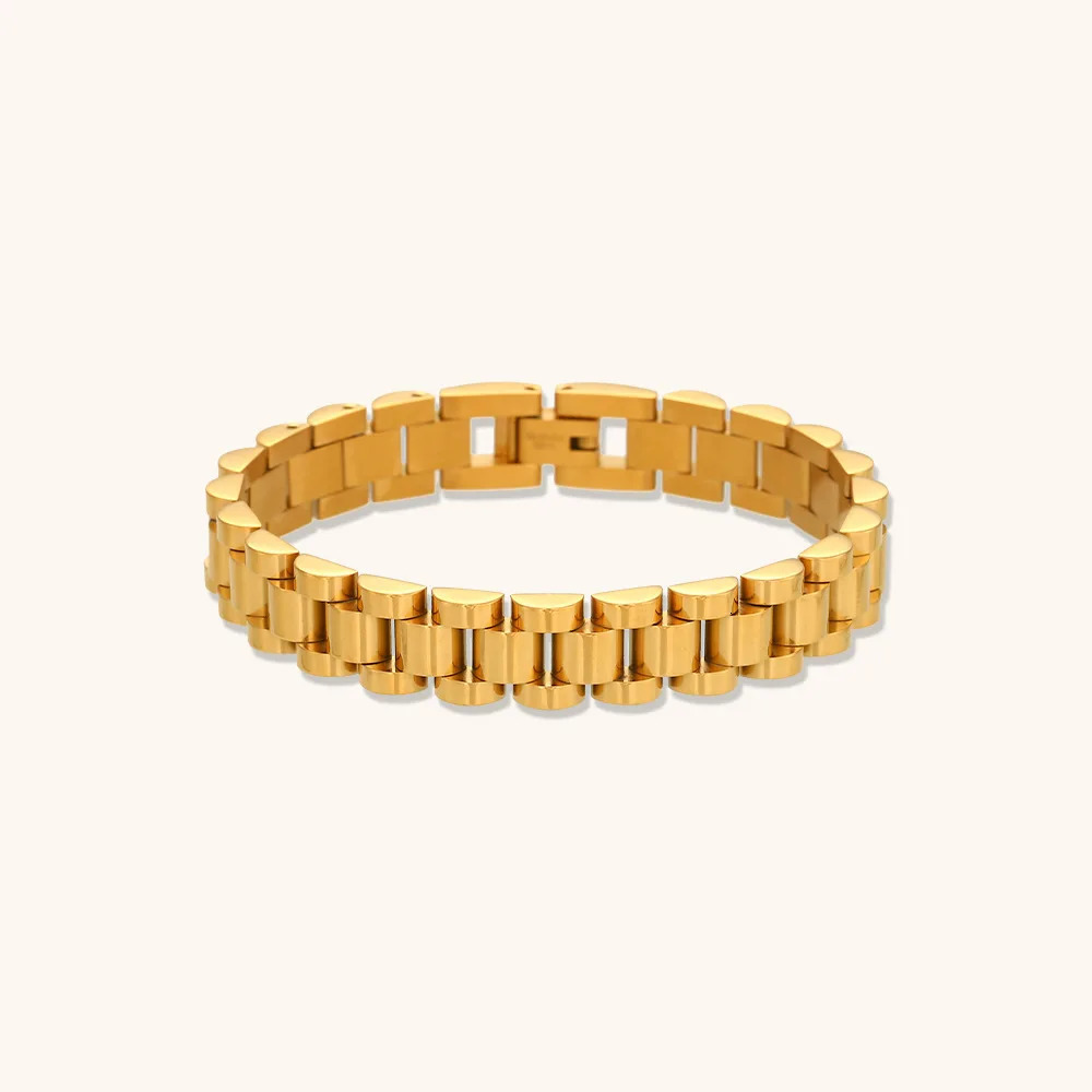 Miniamlist Hip Hop Style Men Bracelet Gold Color Jewelry Streetwear Stainless Steel 316L Watch Band Bracelets For Women 241225