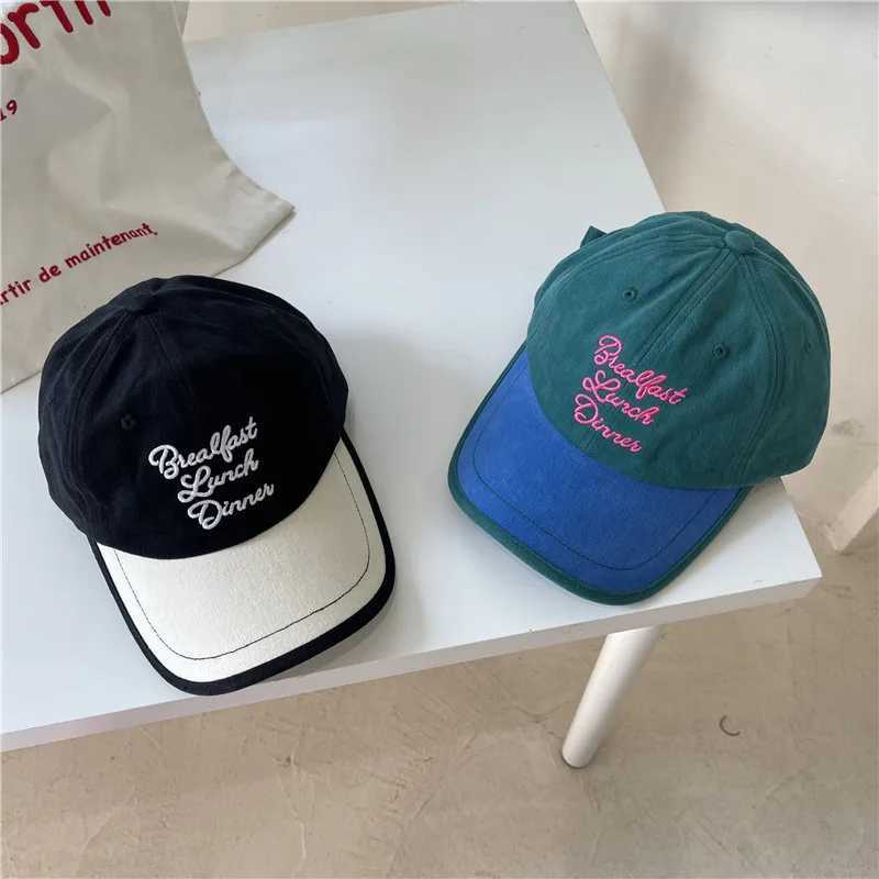Korean colored square duck tongue hat suitable for men women embroidered letter baseball caps couple outdoor sun hats fashionable leather hats W241225