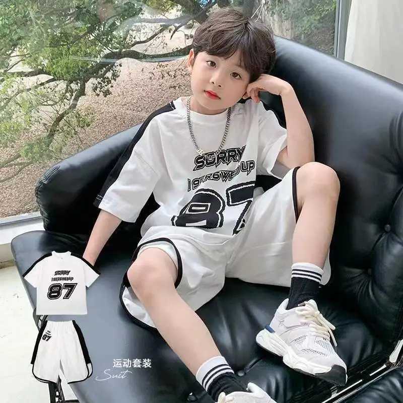 Clothing Sets Summer Children Boy Clothes Set Letter Printed Short Sleeeve T-shirts and Shorts 2 Pieces Suit Kid Fashion Top Bottom OutfitsY241225HMEX