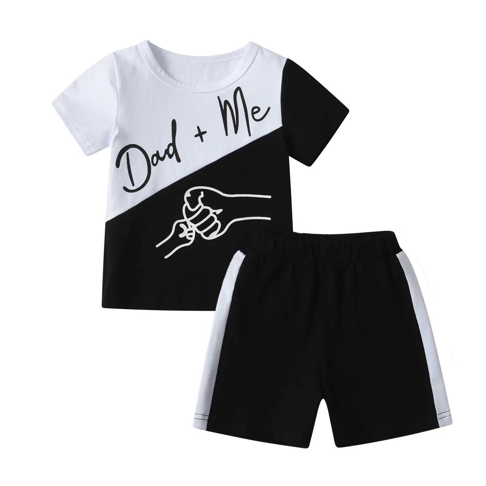 Clothing Sets 1-5 Year Cute Preschool Baby Boy Summer 2-piece Clothing Set Newly Printed Short Sleeve Patchwork T-shirt Top with Shorts SetY241225FEK1