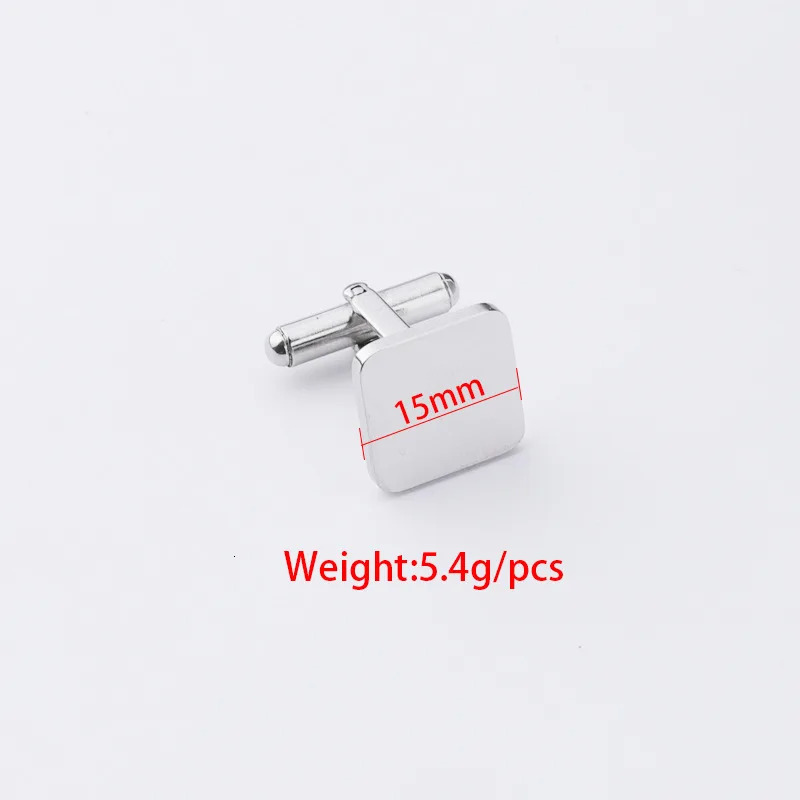10Pcs/Lot High Quality 15mm Square Cufflinks Stainless Steel Mirror Polish Blank Cufflink For DIY Jewelry Making Accessories 241225