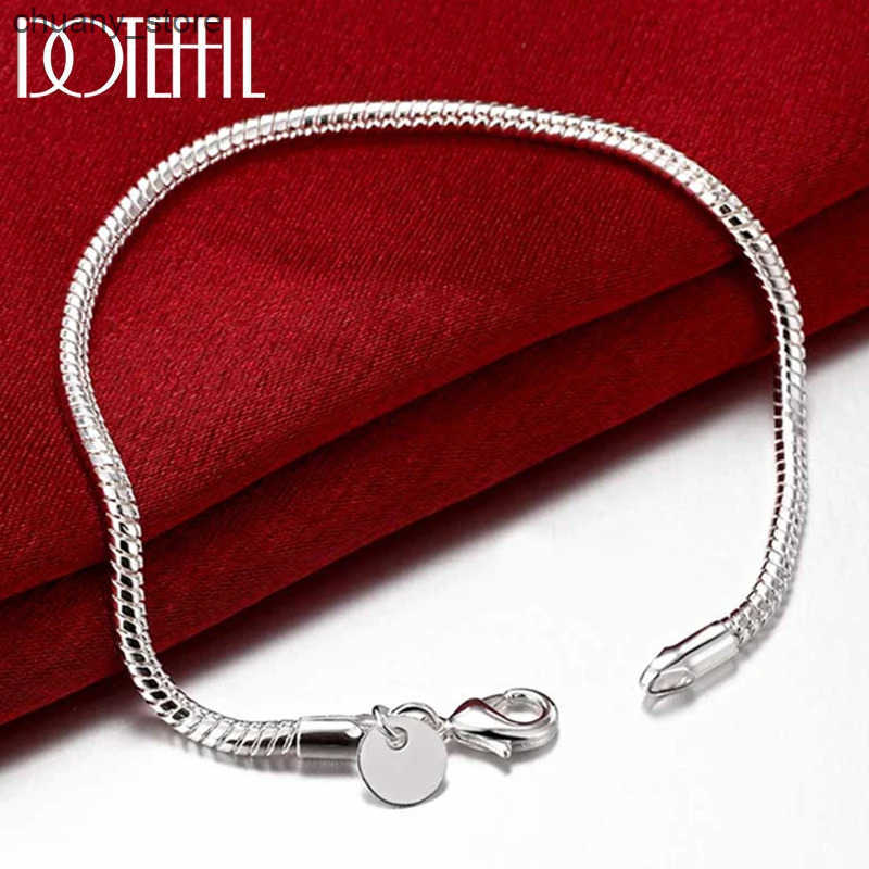 Chain DOTEFFIL 925 Sterling Silver 8 Inch 3mm Snake Chain Basis For Woman Charm Wedding Engagement Fashion Party Jewelry L240910