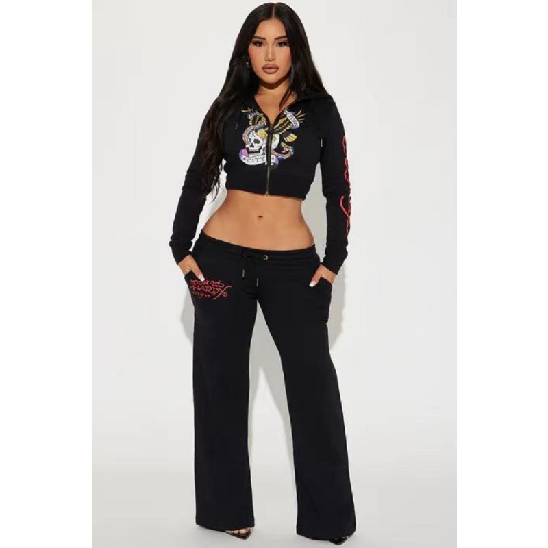 Women 2 Piece Zipper Fly Hooded Crop Jacket Casual Jogging Pants Matching Set Fall Winter Workout Tracksuits