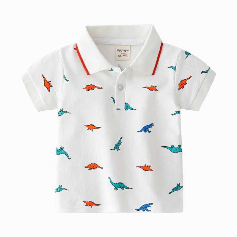 Dinosaur Boys Polo Tshirt Elegant Quali Toddler Tops Graphic Tee Cotton Summer Children Shirt Kids ClothesXJ241225
