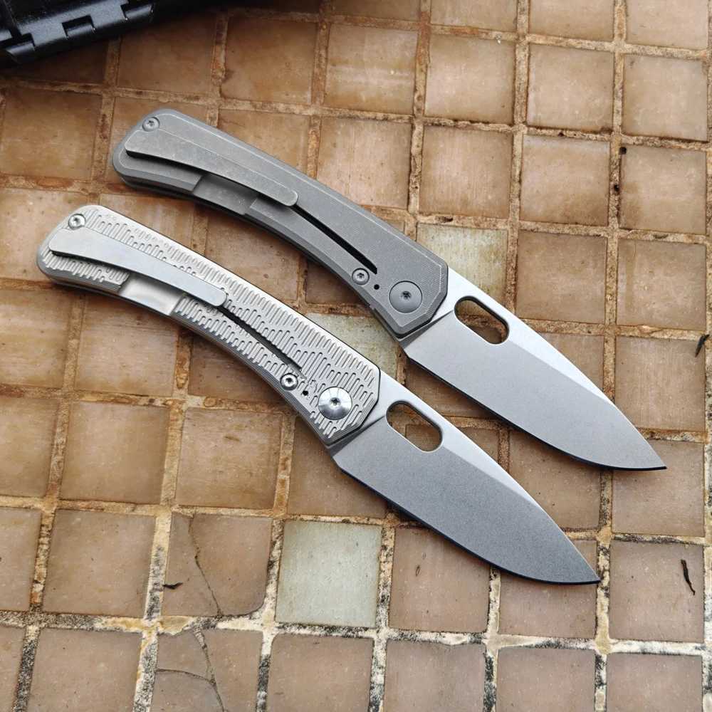 JUFULE Grey New SPK Ramia Titanium Handle 60 HRC 154CM Blade Ceramic Bearing Pocket EDC Tool Camping Hunting Outdoor Folding Knife X250408