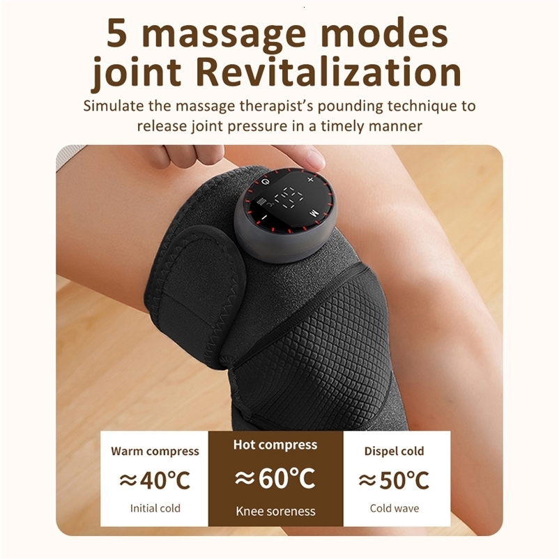 3in1 Electric Heated Knee Massager Shoulder Brace 5 Levels Vibration Massage Black Support Strap warm Compress Joint Protect 241224
