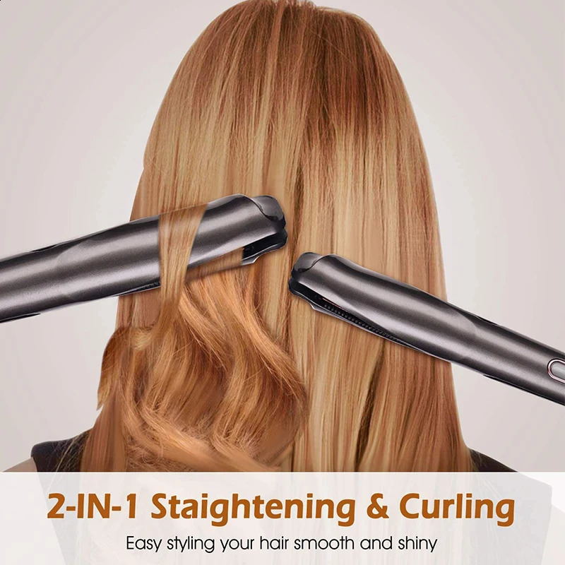 2 in 1 Hair Curler Straightener Professional Curling Irons Plate Dual Voltage Flat Iron 241224