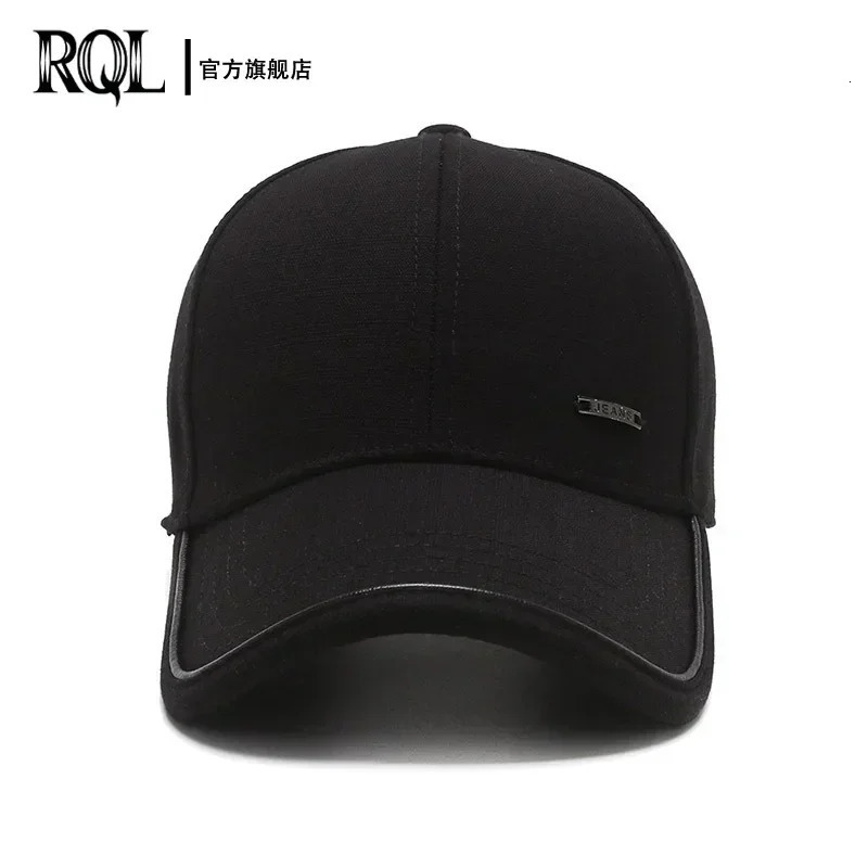 Mens Hat 2024 Autumn and winter Male Baseball Cap Casual Golf Trucker Dad Hat Outdoor Black Solid Color Windproof Adjustable Sn 241225