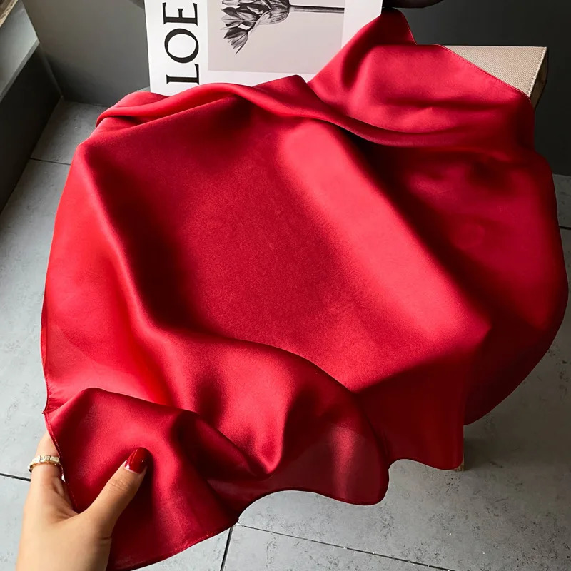 Fashion faux Real Silk Scarf Women Shawls Wraps for Ladies Neckerchief Foulard Scarves Pashmina Female Shawl Hijab Bandana 241225