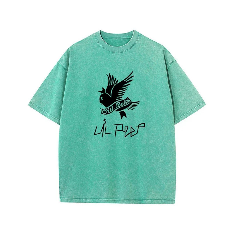 230G Cotton T-shirt Vintage Short Sleeve Lil Peep Cry Y2K American Retro T Shirt Men Women Summer Hip Hop Harajuku Tees 241224