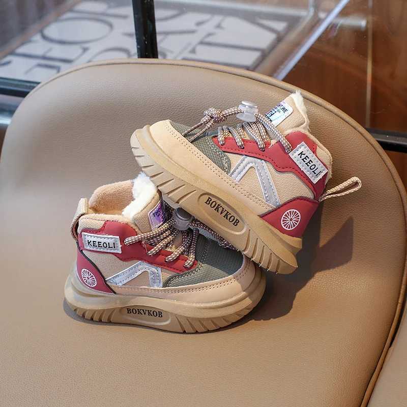 Athletic Outdoor 1-8 Years Old Childrens Snow Boots Khaki Padded Thickened Boys Girls Cotton Shoes Hundred Anti-skid Kids Boots Toddler Shoes H241223