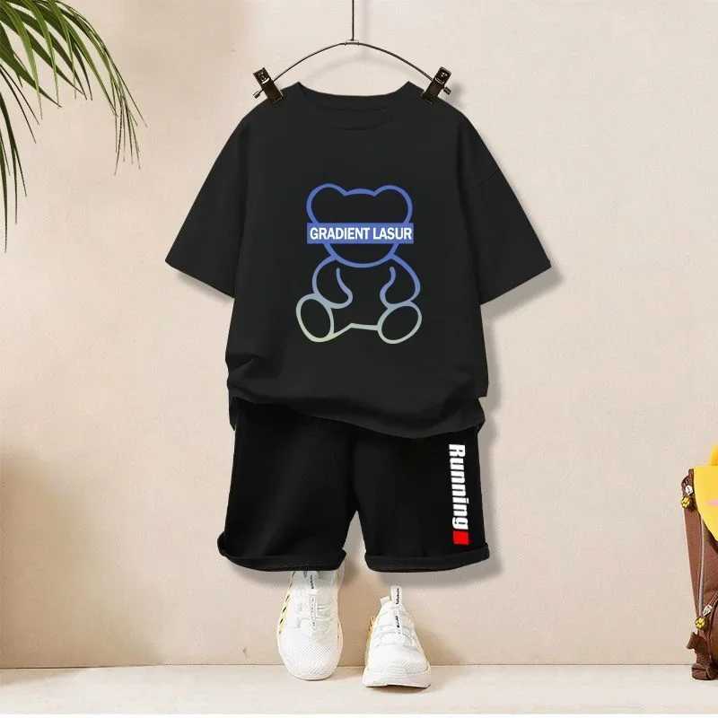 Clothing Sets Summer Baby Boy Girls Clothes Set Children Cartoon T-shirts And Shorts 2PCS Suit Kid Gradient Bear Top Bottom Outfits TracksuitsY241225K