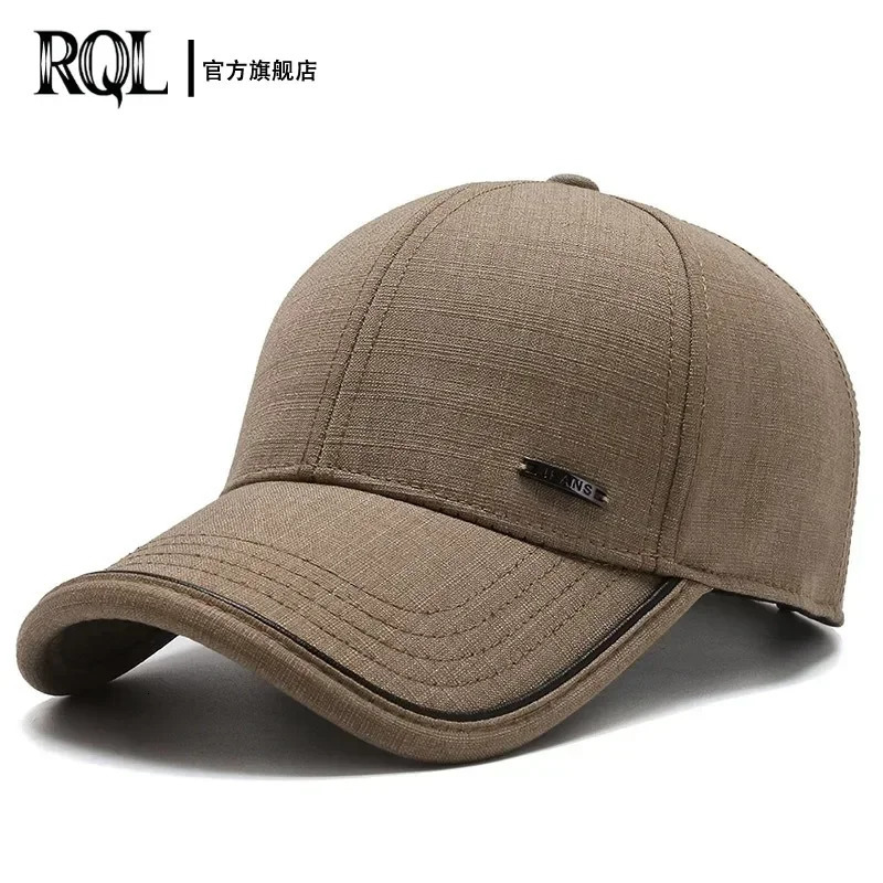 Mens Hat 2024 Autumn and winter Male Baseball Cap Casual Golf Trucker Dad Hat Outdoor Black Solid Color Windproof Adjustable Sn 241225