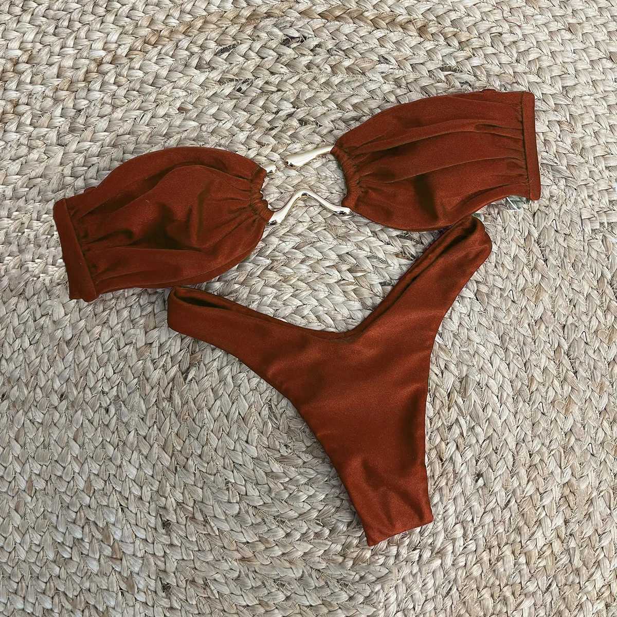 Push on bikini star button swimsuit sexy storage cabinet swimsuit womens swimsuit Bandeau Biquini womens swimsuitW241225