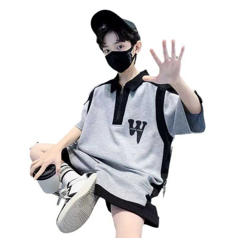 Clothing Sets Summer Teenage Boy Clothes Set Children Girls Letter Tshirt and Shorts 2pcs Suit Kid Short Sleeve Top Bottom Outfits TracksuitY2412256AD
