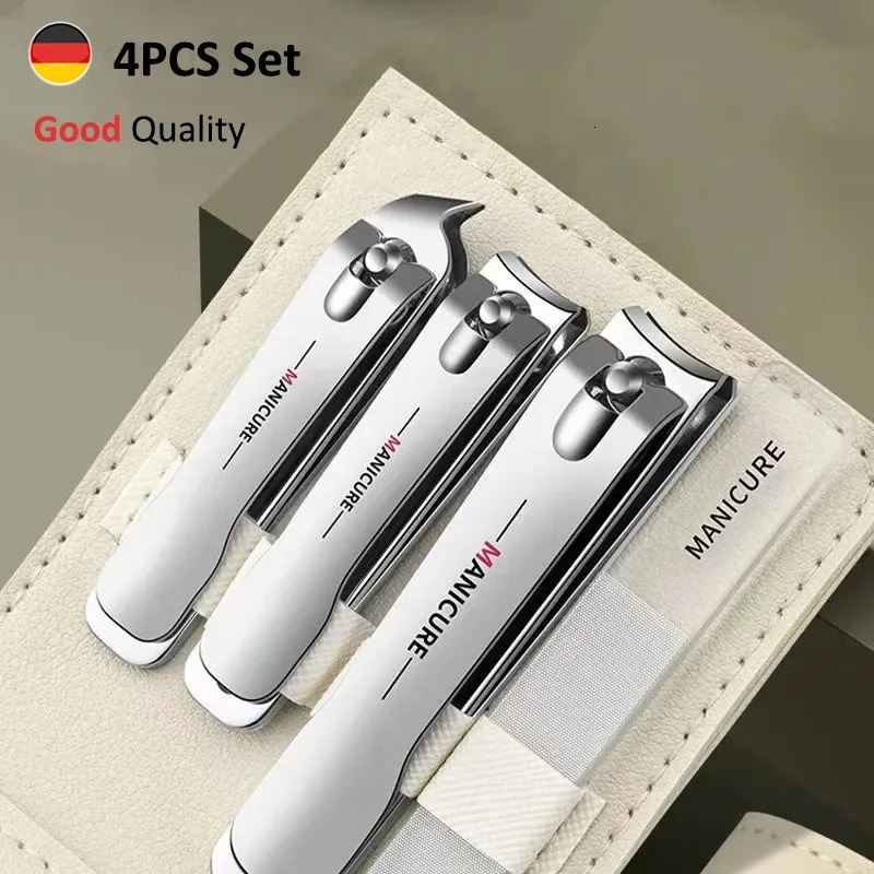 Nail Clippers Set 4 PCs with Rotating Leather Bag Professional Trimmer Pedicure Care Tools Manicure Set Home Care Gift 241225