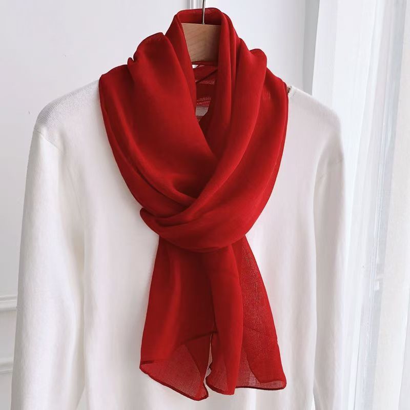 T031 Winter thin scarf pure black all-match solid color scarf men and women casual