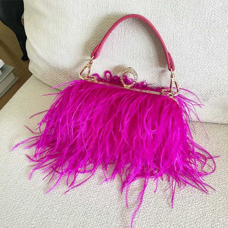 Hot selling fashionable womens wedding box evening bag party luxury oriental feather shoulder bag Z241225