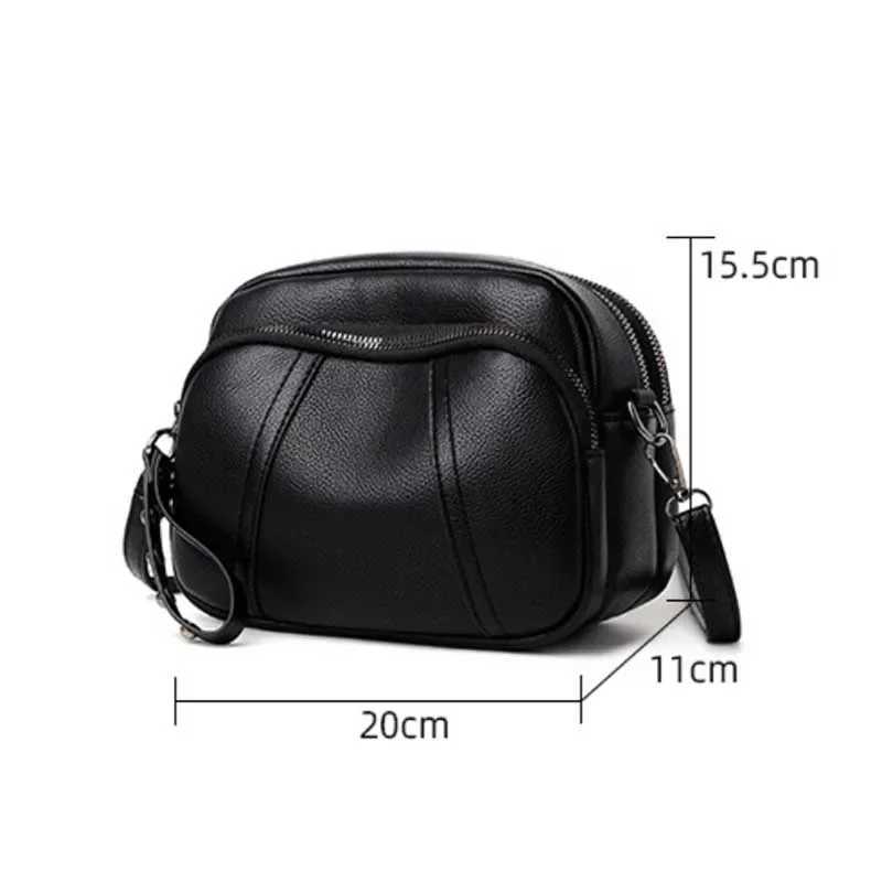 Solid Color Fiable Zipper Womens Mobile Phe Bag Simple Soft Leather Shoulder Crossbody Small Square Bag HandbagXJ241225