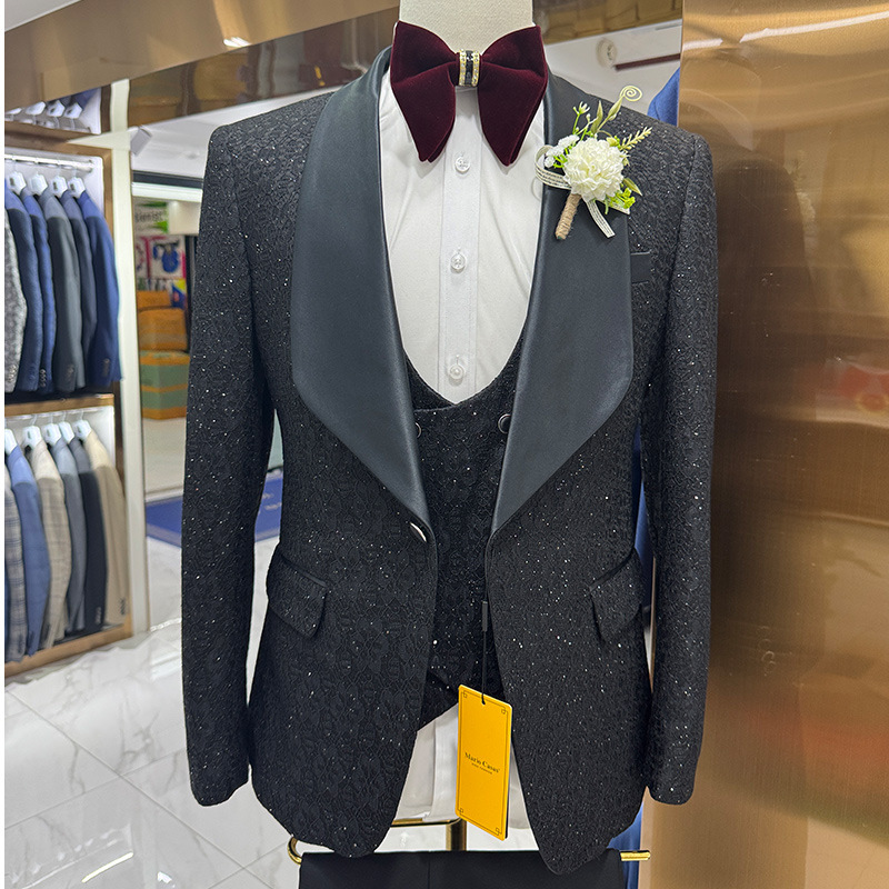 F1224Cross-border men's casual fashion slim groom wedding dress suit
