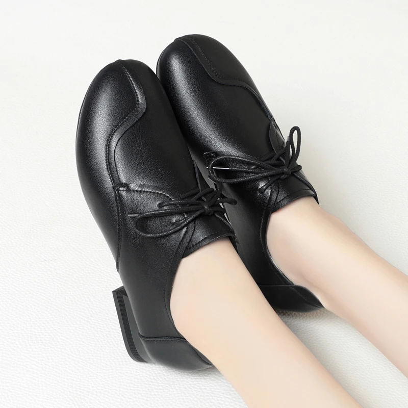 AIYUQI Women's Casual Shoes Genuine Leather Fall Vintage Mom Shoes Women's Non-slip Lace-up Women's Shoes